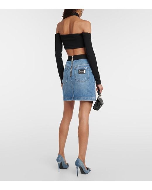 Dolce & Gabbana Blue High-waisted Denim Mini Skirt
