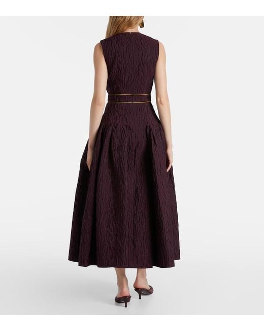 Roksanda Purple Aya Smocked Cloque Midi Dress