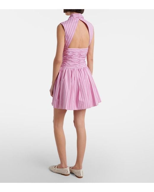 Patou Pink Bloomer Striped Cotton Minidress