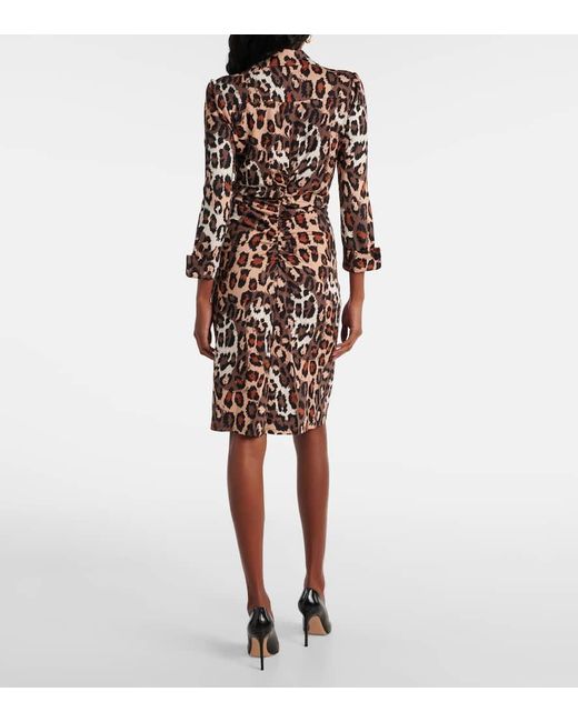Diane von Furstenberg Brown Sheska Leopard-Print Midi Dress
