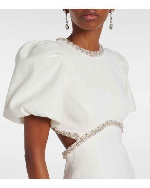 Rebecca Vallance White Bridal Alicia Embellished Crepe Midi Dress