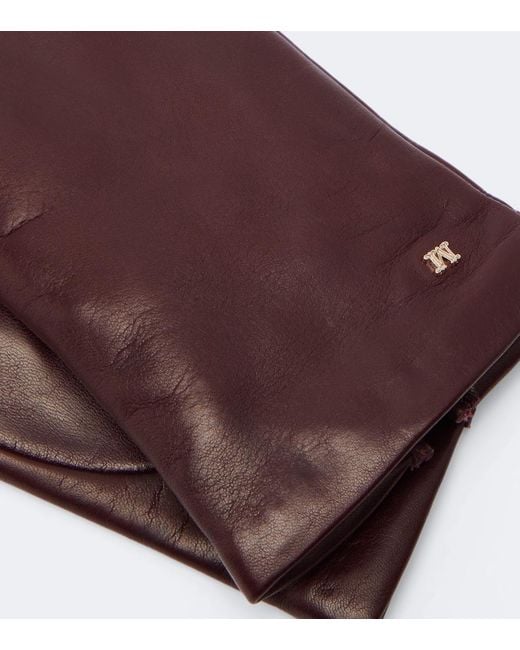 Max Mara Purple Leather Gloves