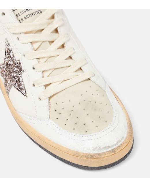 Golden Goose Deluxe Brand White Sneakers Ball Star aus Leder mit Glitter