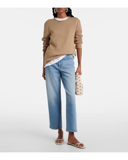 SLVRLAKE Denim Blue London Cropped High-Rise Straight Jeans