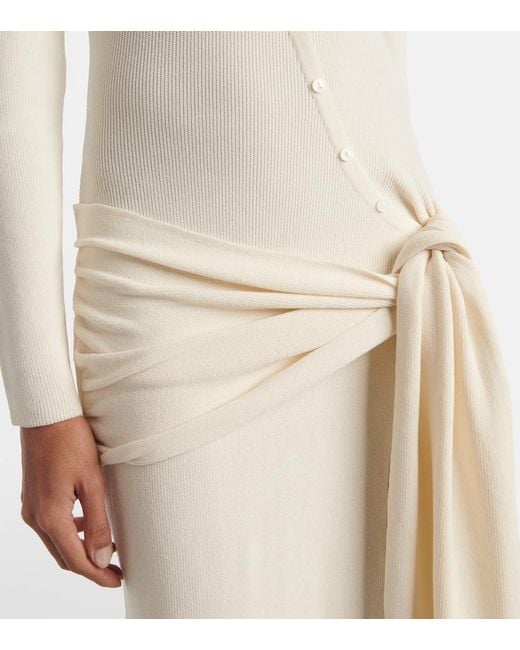 AYA MUSE White Saros Draped Cotton-Blend Maxi Dress