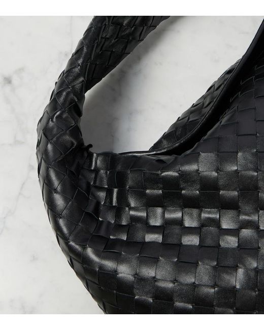 Bottega Veneta Black Hop Intrecciato Large Leather Tote Bag