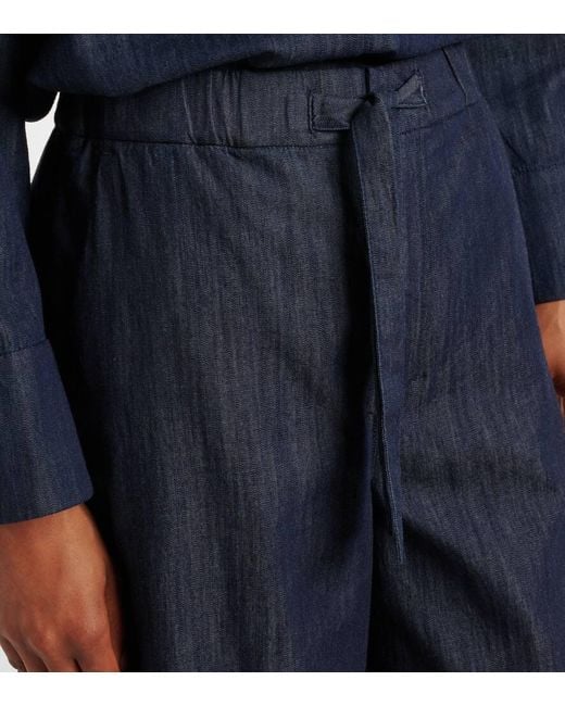 Max Mara Blue Weite Hose Jour Aus Baumwoll-Chambray