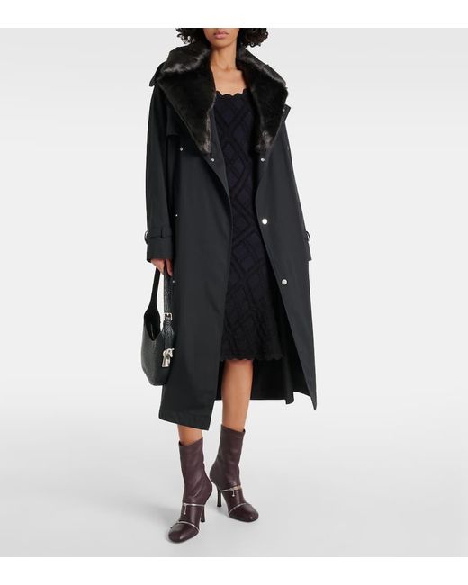 Trench-Coat En Coton Melange Burberry en coloris Black
