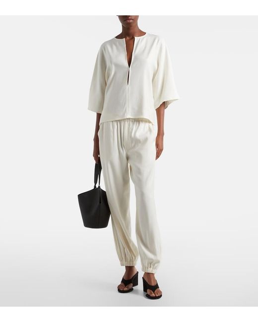 Citizens of Humanity White Bubble Twill Tapered Pants