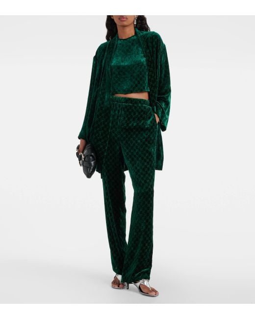 Cardigan GG en velours Gucci en coloris Green