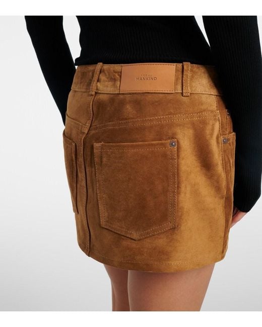 7 For All Mankind Brown Low-Rise Suede Miniskirt