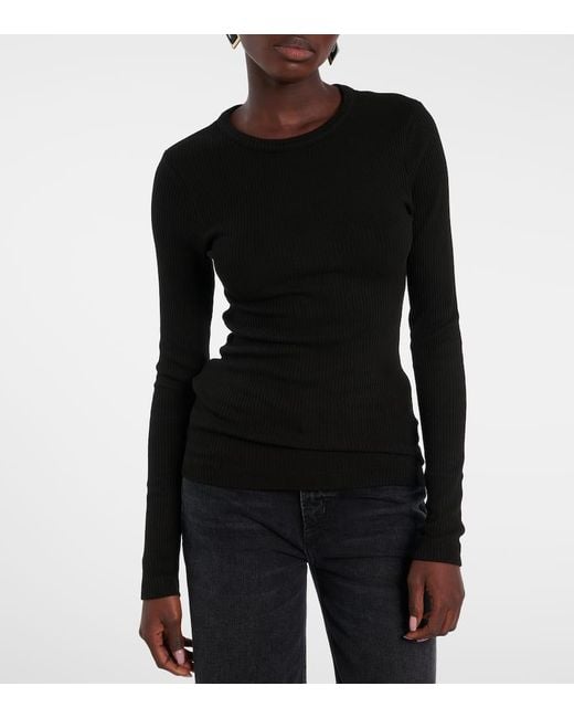 Citizens of Humanity Black Bina Ribbed-Knit Top