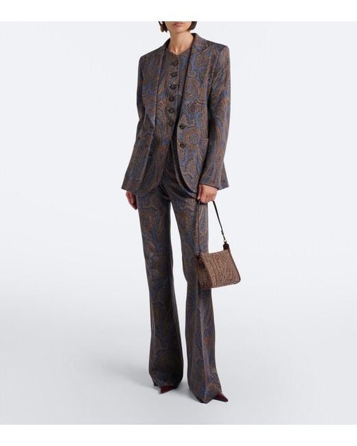 Etro Brown Arnica Small Coated Canvas Top Handle Bag
