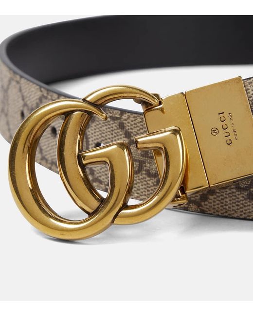 Cintura reversibile GG Marmont di Gucci in Natural