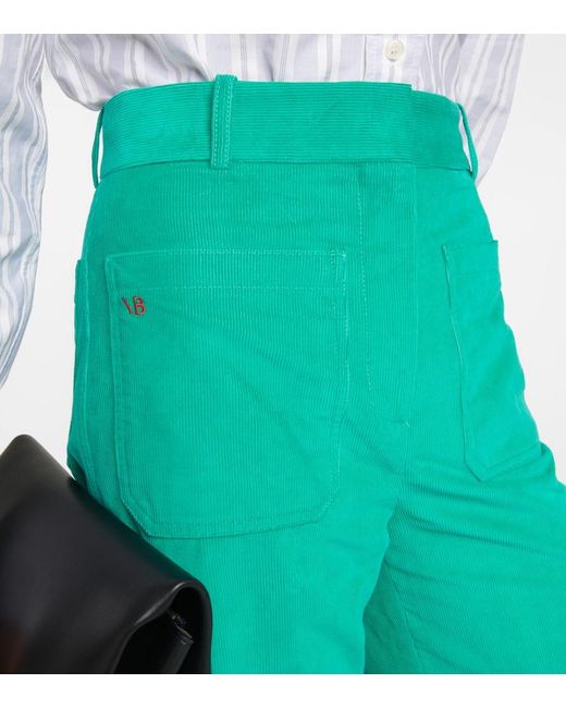 Victoria Beckham Blue Alina Corduroy Wide-leg Pants
