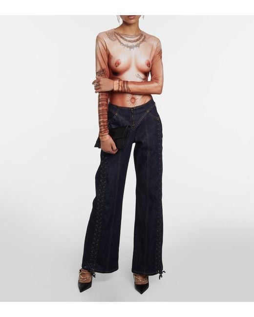 Jean Paul Gaultier Red Tattoo Collection Bodysuit