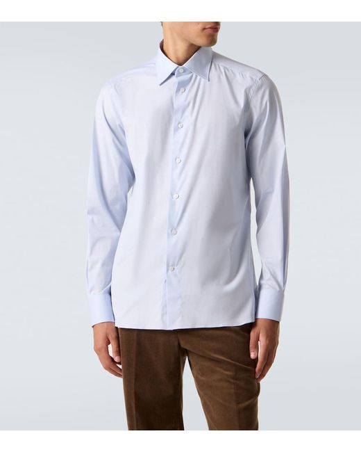 Zegna Blue Cotton-Blend Shirt for men