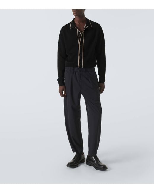 Giorgio Armani Black Cotton, Silk, And Cashmere Cardigan for men