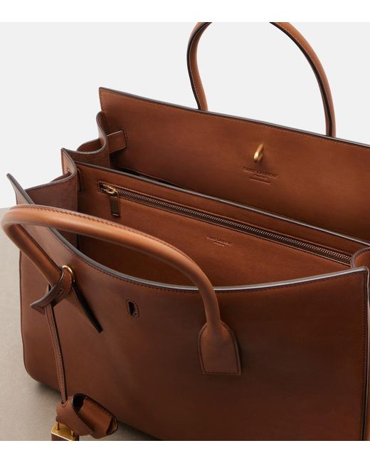 Saint Laurent Brown Sac De Jour Large Leather Tote Bag