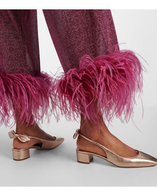 Aquazzura Brown Very Bow 35 Leather Slingback Pumps