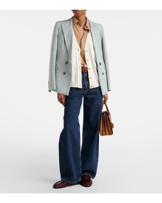 Blazé Milano White Wool, Silk, And Cashmere Cardigan