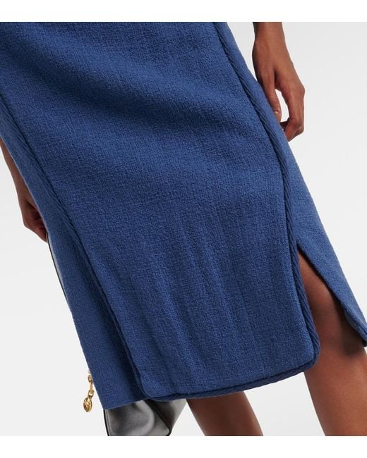 Etro Blue Wool-Blend Pencil Skirt