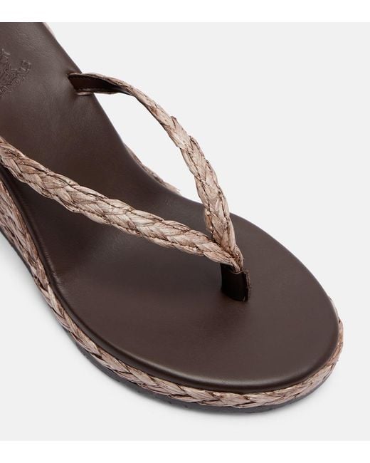 Ancient Greek Sandals Brown Etheria Raffia Wedge Thong Sandals