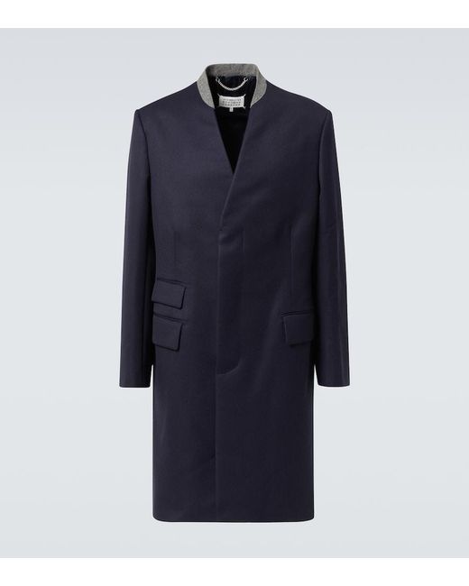 Maison Margiela Blue Wool Coat for men