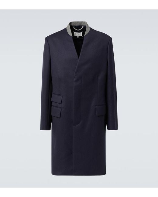Maison Margiela Blue Wool Coat for men
