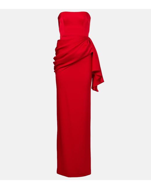 Alex Perry Red Draped Crepe Satin Gown