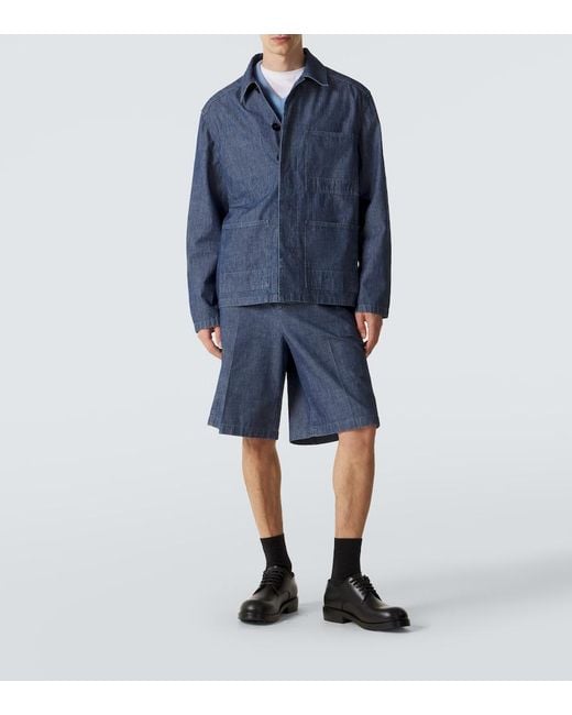 Jil Sander Blue Cotton Chambray Overshirt for men