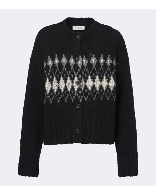 Altuzarra Black Haven Fair Isle Wool Cardigan