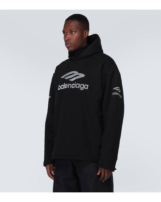 Balenciaga Hoodie 3B Sports Icon Aus Baumwoll-Fleece in Black für Herren