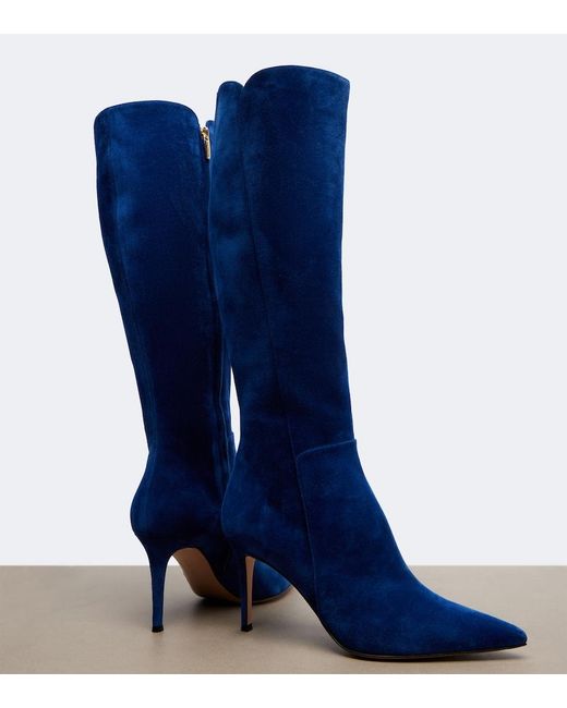 Gianvito Rossi Blue Suede Knee-High Boots