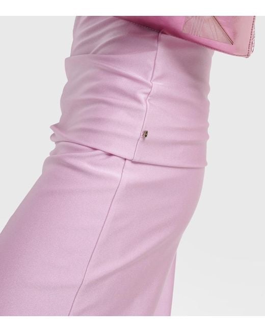 Sportmax Pink Strapless Jersey Midi Dress