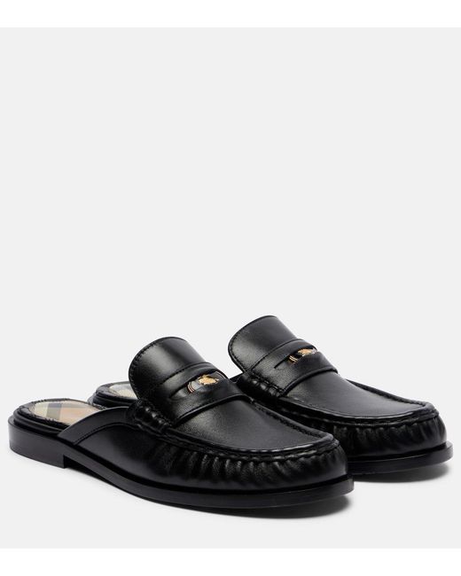 Burberry Black Leather Mules