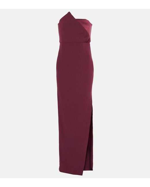Roland Mouret Purple Asymmetric Satin Crepe Gown