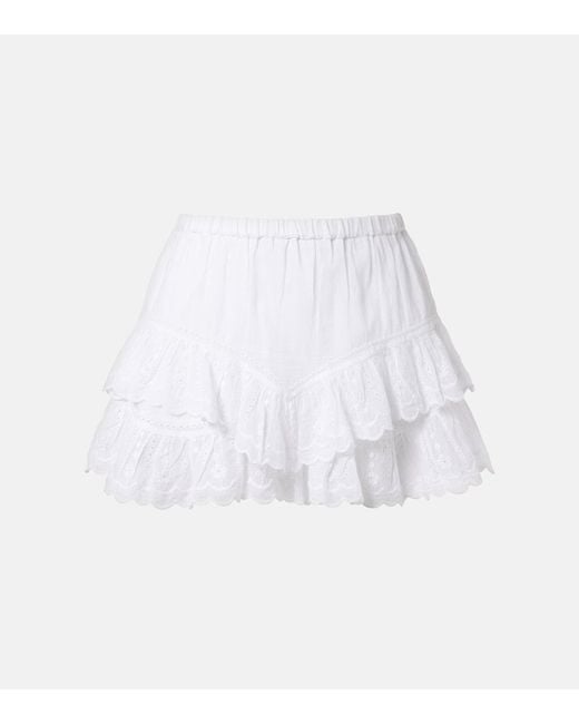 Isabel Marant White Jocadia Broderie Anglaise Cotton Shorts
