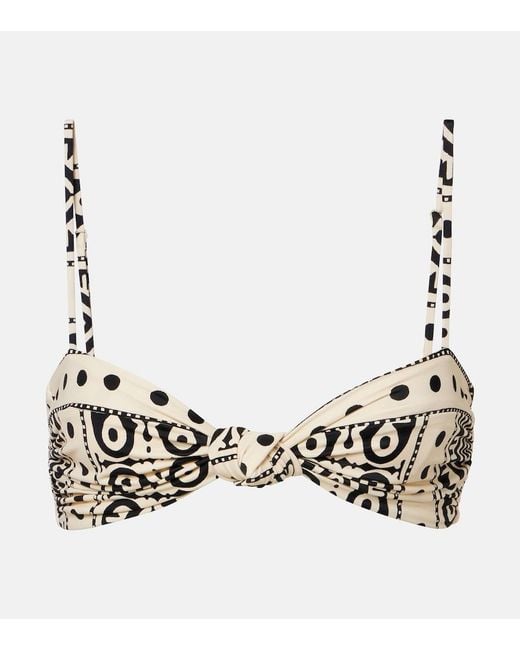Johanna Ortiz Natural Printed Bikini Top