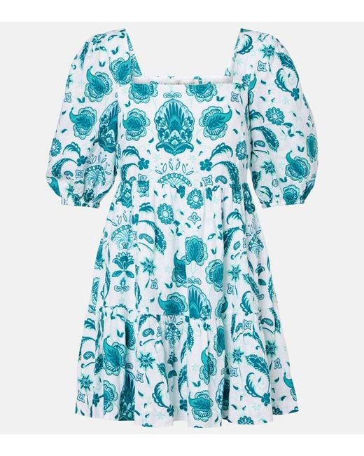 Heidi Klein Blue Kos Paisley Linen Minidress
