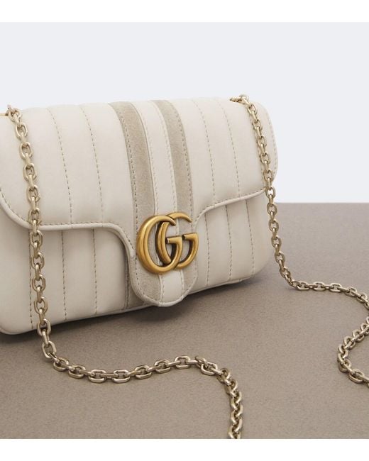 Gucci White Jetset Gg Marmont Mini Shoulder Bag