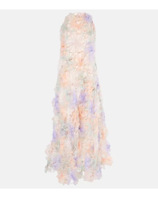 Abito Lungo Air-Whirl Con Applicazioni Floreali di SUSAN FANG in Pink