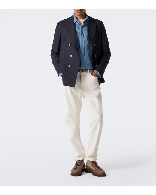 Eleventy Blue Denim Western Shirt for men