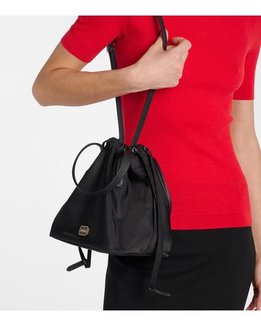 Khaite Black Rory Medium Leather-Trimmed Bucket Bag