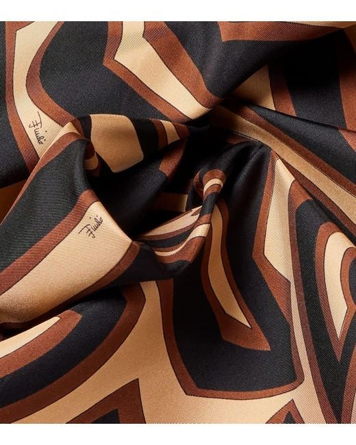 Emilio Pucci Metallic Labirinto Silk Twill Scarf