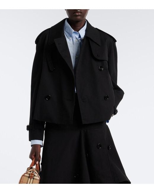 Burberry Black Double-Breasted Cotton Gabardine Jacket