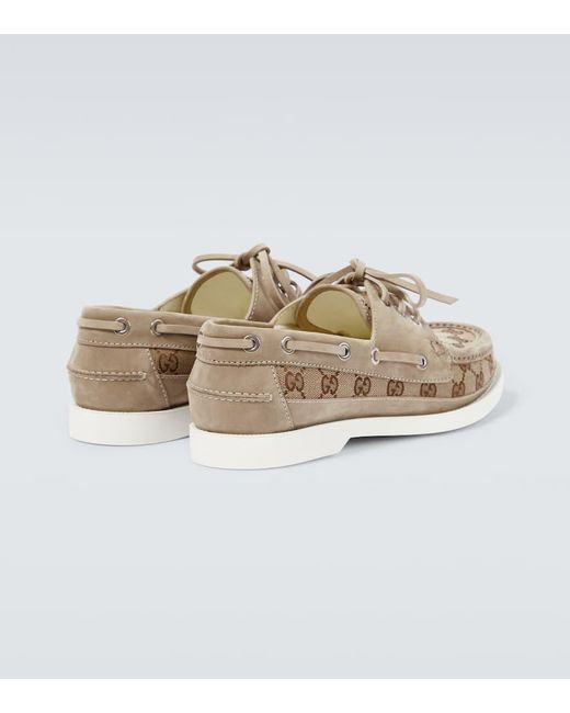 Gucci White GG Canvas Boat Shoes for men