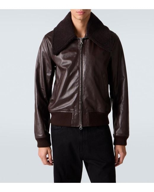Our Legacy Black Pharos Leather Bomber Jacket for men