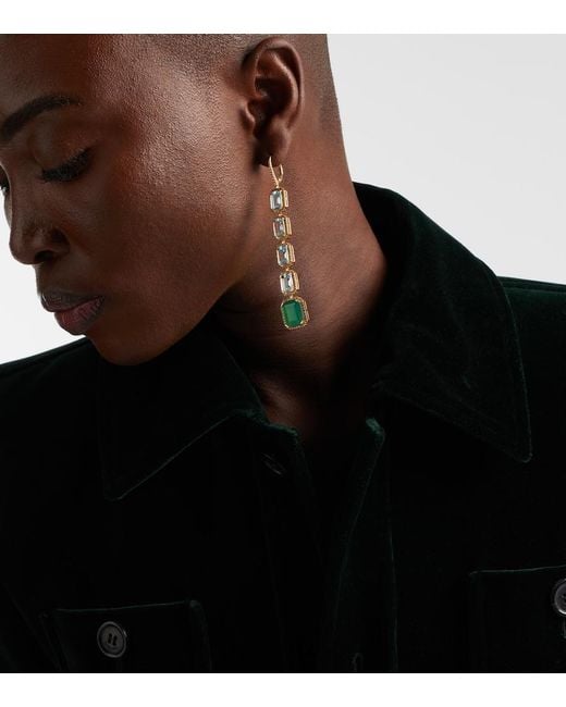 SHAY White Five Tier Portrait 18Kt Drop Earrings With Gemstones