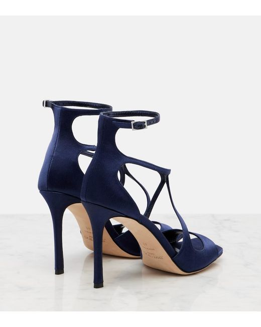 Jimmy Choo Blue Azia 95 Satin Sandals